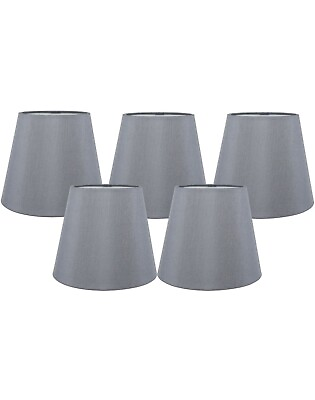 #ad Meriville Set of 5 Gray Faux Silk Clip On Chandelier Lamp Shades $19.00