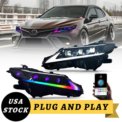 #ad LED Headlights For Toyota Camry 2018 2023 RGB Devil Eye DRL Blue Start Animation $729.00
