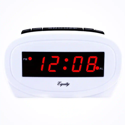 #ad Digital 0.60 In. Red LED Electric White Alarm Table Clock $12.71