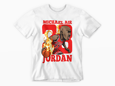 #ad NBA Cartoon Michael Jordan Air Vintage Style T Shirt White Medium $19.94