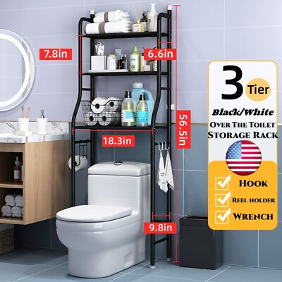 #ad Over The Toilet Storage Rack 3 Tier Metal Bathroom Shelf Space Saver Rack $39.99