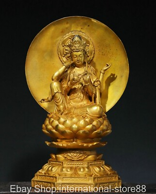 #ad 16quot; Old Chinese Buddhism Copper Gilt 6 Arm Kwan yin Guan Yin Goddess Sculpture $588.00