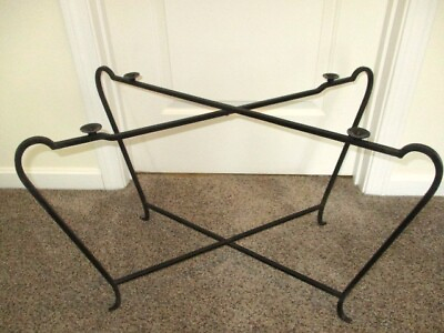 #ad Large Iron Hand Made Antique Stand for Tole Tray Serving Coffee or End Table $107.10