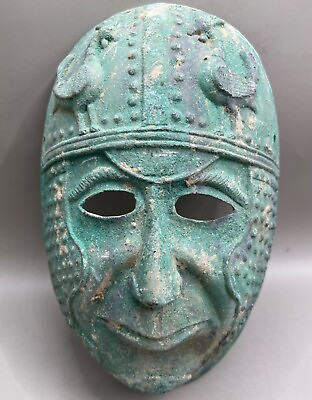 #ad Ancient Large Roman Bronze Calvary Mask with Green Patina Circa 5th Century AD $800.00