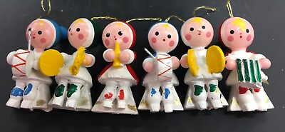 #ad Christmas set of 6 vintage musician wooden 2” ornaments $9.99