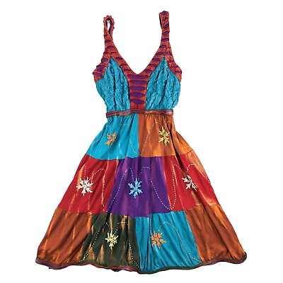 #ad Rising International VTG Womens XL Boho Retro Floral Sleeveless Dress $29.95
