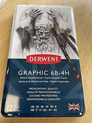 #ad Derwent Graphic 6B 4H Soft Graphite Quality Professional Pencils 12 assorted Tin GBP 13.00
