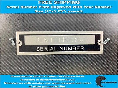 #ad SERIAL NUMBER TAG PLATE ENGRAVED WITH NUMBER IDENTIFICATION ASSET TAG Free Ship $19.95