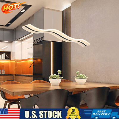 #ad #ad Modern Acrylic Chandelier LED Ceiling Lamp Pendant Light Linear Wave Shape 38W $69.25