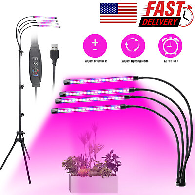 #ad LED Grow Light with Stand for Indoor Plants Full Spectrum Plant Grow Lamp 4 Head $19.86