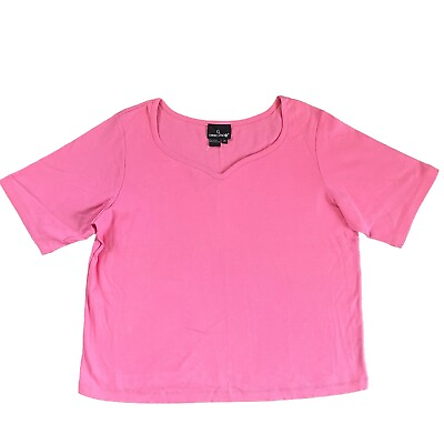 #ad NWT CAROL LITTLE T Shirt Womens 2X Pink Short Sleeve Pullover Top $24.00