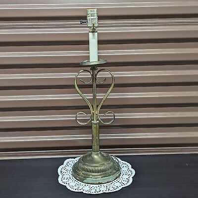 #ad Vintage MCM Gold Metal Swirl Table Lamp $50.00
