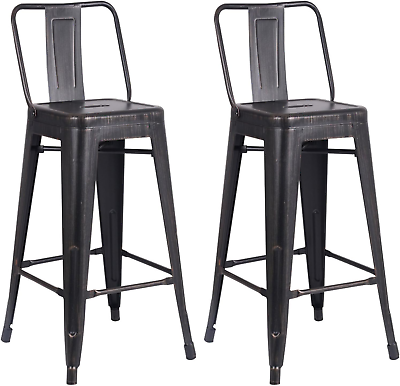 #ad Modern Industrial Metal Bar Stools with Stylish Low Back Matte Finish and Rubbe $95.99