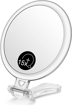 #ad Hand Mirror Double Sided 1X 15X Magnifying Foldable Makeup Mirror for Handheld $7.76
