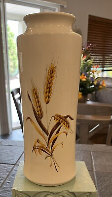 #ad Vintage Pottery Vase With Wheat Design $18.00