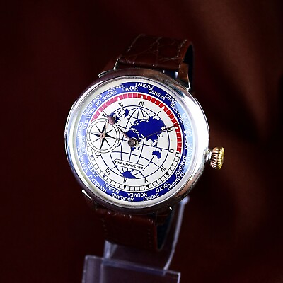 #ad Swiss Watch CHRONOMETRE World Time Vintage Original Antique Watch Swiss Made $345.00