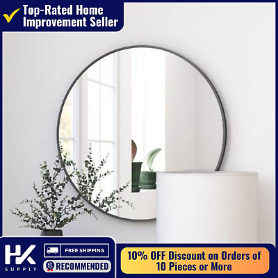 #ad Round Bathroom Bedroom Mirror 32quot; Diameter Circular Flat Glass Aluminum Mirror $210.42