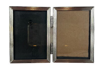 #ad Green Tree Gallery Double Hinged Picture Frames Metal Table Silver 3 X 2 Frame $12.99