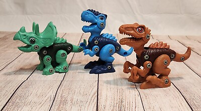 #ad LOT OF 3 DINOSAUR WORLD TOY SCREWS ASSEMBLY TAKE APART TOYS WITH SCREWS $15.00