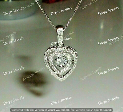 #ad Womens 1.60 Ct Round Moissanite Double Heart Shape Pendant 14K White Gold Plated $94.48