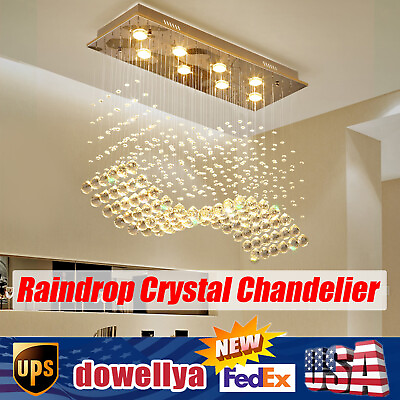 #ad Luxury Crystal Chandelier Raindrop Pendant Light LED Kitchen Island Ceiling Lamp $114.72