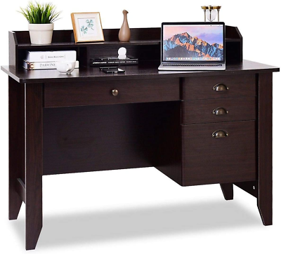 #ad Computer Desk with 4 Storage Drawers amp; Hutch Home Office Desk Vintage Desk with $281.99