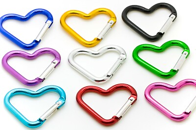 #ad 12 pc Aluminum Hook Carabiner Heart Shaped Key Chain Clip Keychain Backpack Clip $11.85