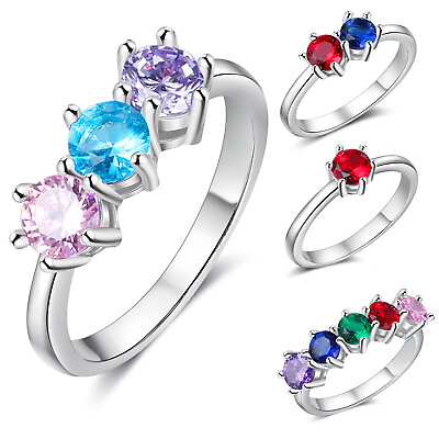 #ad Personalize Birthstone Promise Ring Jewelry for Women Mother Daughter BFF Sister GBP 7.55