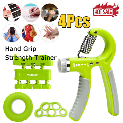 #ad 4PCS Power Hand Grip Forearm Exerciser Gripper Wrist Finger Strengthener Trainer $12.49