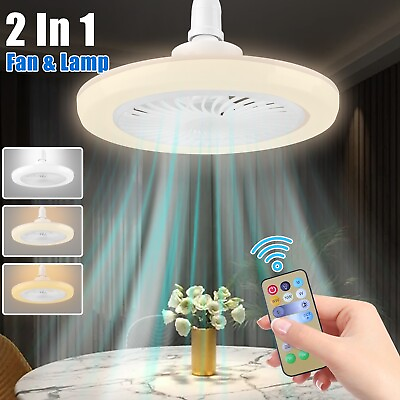 #ad 2 in 1 LED Smart Mini Ceiling Fan Light with Remote Control 3 Wind Speeds US $23.95