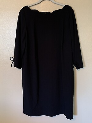 #ad Talbots black scalloped neck 3 4 sleeve dress size 16W $27.99