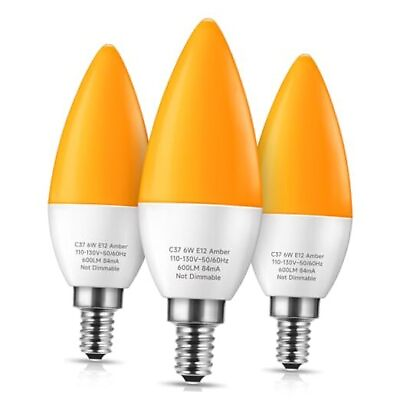 #ad Yellow Bug Candelabra Light Bulbs E12 Candle Light Bulb 6W Bug 3 Amber Yellow $18.96