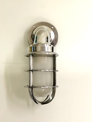 #ad Nautical Vintage Décor Wall Home Office Aluminum Sconce Light White Globe Glass $87.33