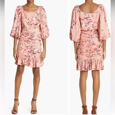 #ad NEW By TiMo Ruched Floral Embroidered Jacquard Dress Size S $149.00