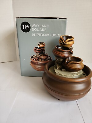 #ad CONTEMPORARY FOUNTAIN 3 TIERING POTS WAYLAND SQUARE BRAND NEW FASTSHIP $15.99
