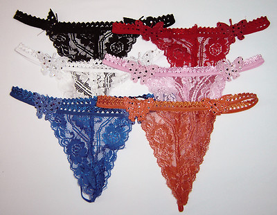 #ad W459 Sexy Women#x27;s Floral Lace Thong String Back $3.99