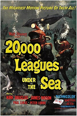 #ad Disney 20000 leagues Under the Sea Movie Poster Vintage $10.99