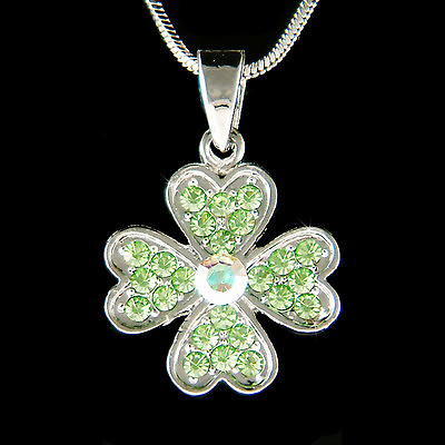 #ad 4 Leaf Clover Irish made with Swarovski Crystal Shamrock St Patrick Day Necklace $40.00