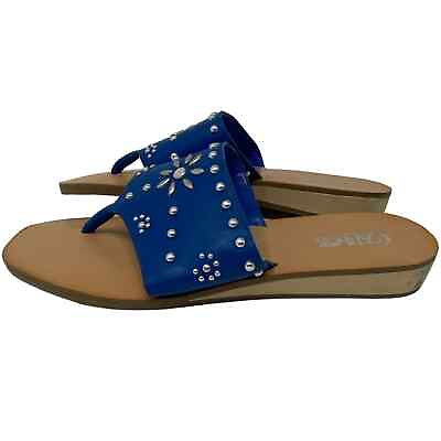 #ad Carlos By Carlos Santana Corfu Blue Jeweled Woman#x27;s Sandals Size 6 $20.00