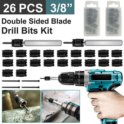 #ad 3 8quot; Drill Bits Kit Rotary Cutting Double Sided Blade for Spot Weld Cutter 26PCS $26.99