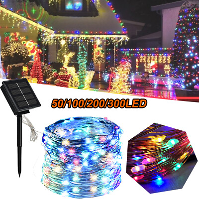 #ad 2PCS Solar Powered 50 100 200 300LED String Light Copper Wire 8 Lighting Modes. $13.64