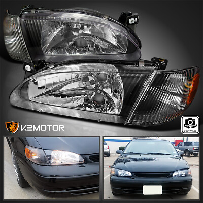 #ad Fits 1998 2000 Toyota Corolla Black HeadlightsCorner Lamps Signal LeftRight $59.38