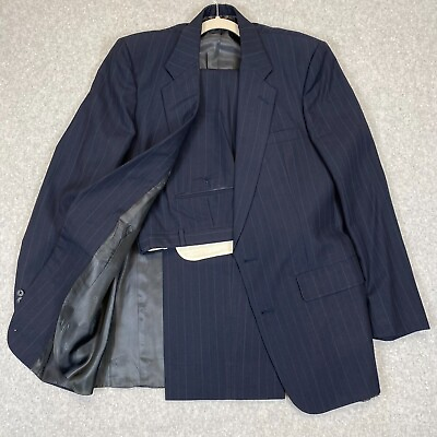 #ad Christian Dior Monsieur 2 Piece Suit Men#x27;s 42L Navy Pinstripe Jacket Pants $171.45