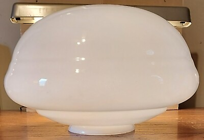 #ad Huge Glass Lamp Shade 6 Inch Fitter 16quot; X 10quot; White Glass $250.00
