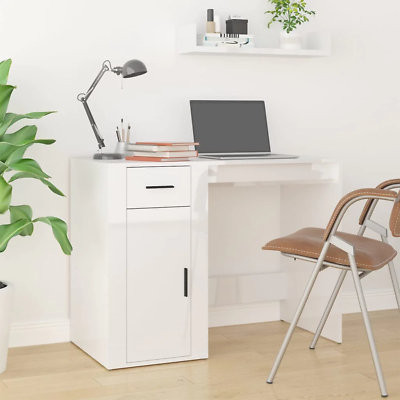 #ad NNEVL Desk High Gloss White 100x49x75 cm Engineered Wood AU $359.99