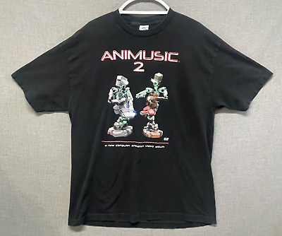 #ad Vintage Animusic 2 Shirt Adult XL Black Computer Animation 2004 Tech Y2K $119.88