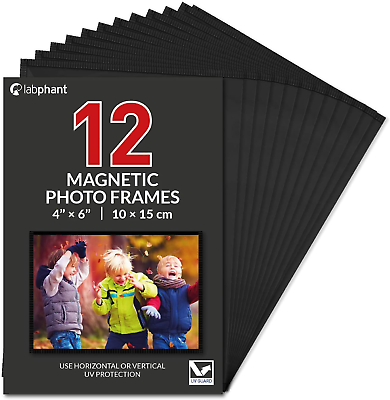 #ad 12 Pack 4X6 Inch Magnetic Picture Frames; Photo Pocket Frames with White Borders $16.19