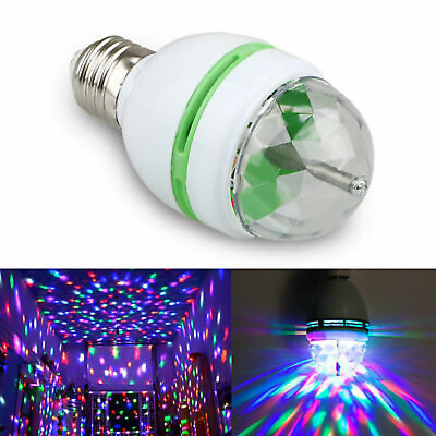 #ad #ad E27 RGB Crystal Ball Auto Rotating LED Stage Light Bulb Disco Party Bulb Lamp 3W $6.69