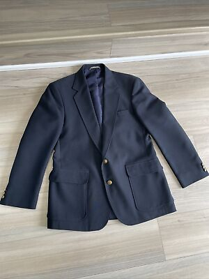 #ad Haggar Mens Blazer 42R Navy Blue Polyester Sport Coat 2 Button Suit Jacket $39.99