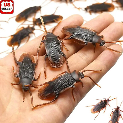 #ad Prank Cockroaches Realistic Cock Roach Rubber Fake Creepy Bugs Gag Toy Joke 40pc $5.98